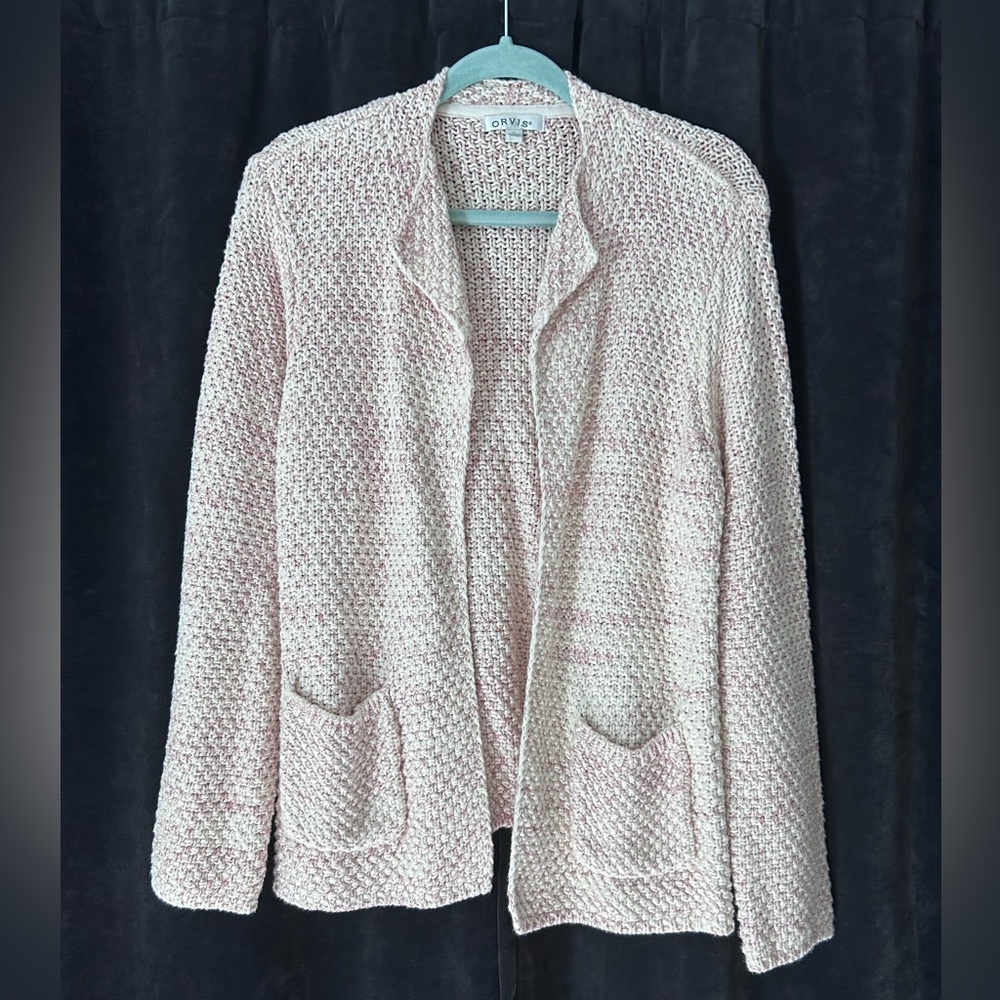 Cozy Cream and Pink Textured Women's Sweater